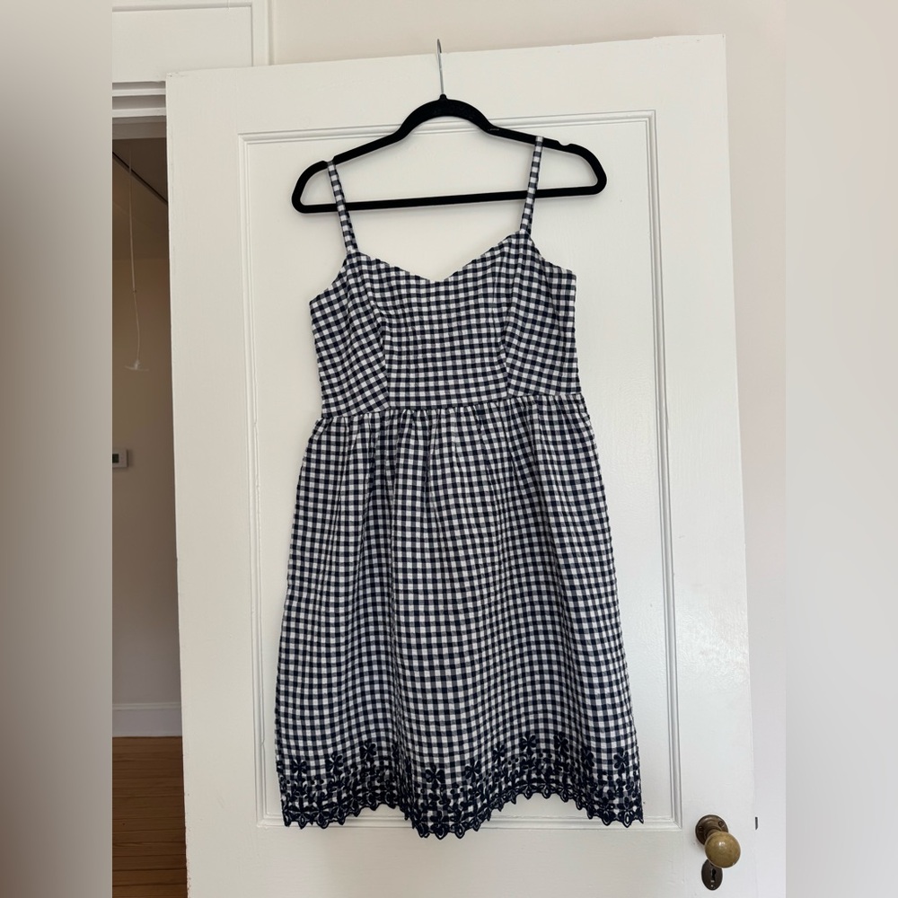 Draper James Eyelet Gingham Dress - Navy & white - Size 4